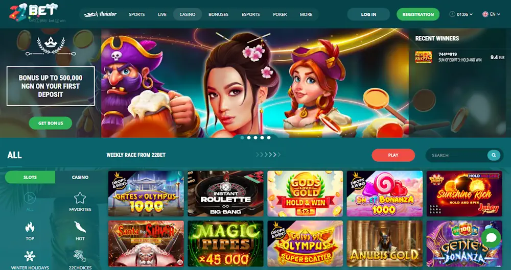 22Bet Casino Slots Screenshot